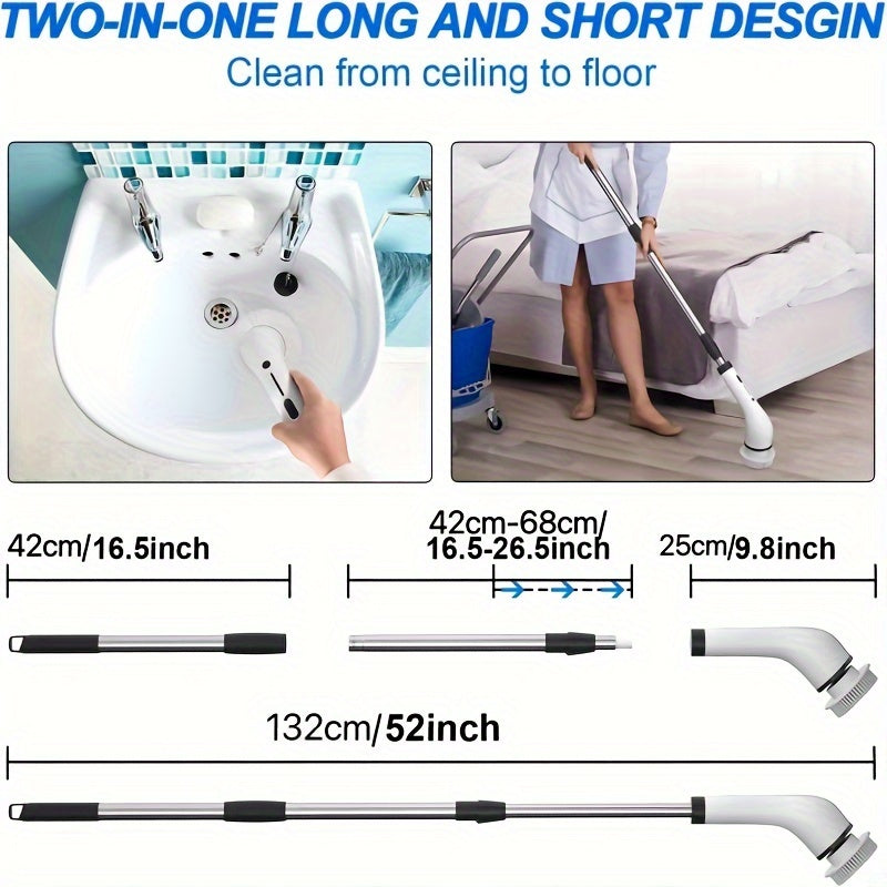 Electric Spin Scrubber, 2 Speeds, Cordless Power Spinning Cleaner Brush, Handheld Shower With 8 Replaceable Brush Heads+cleaner For Tile, Tub, Sink, Wall, Bathroom