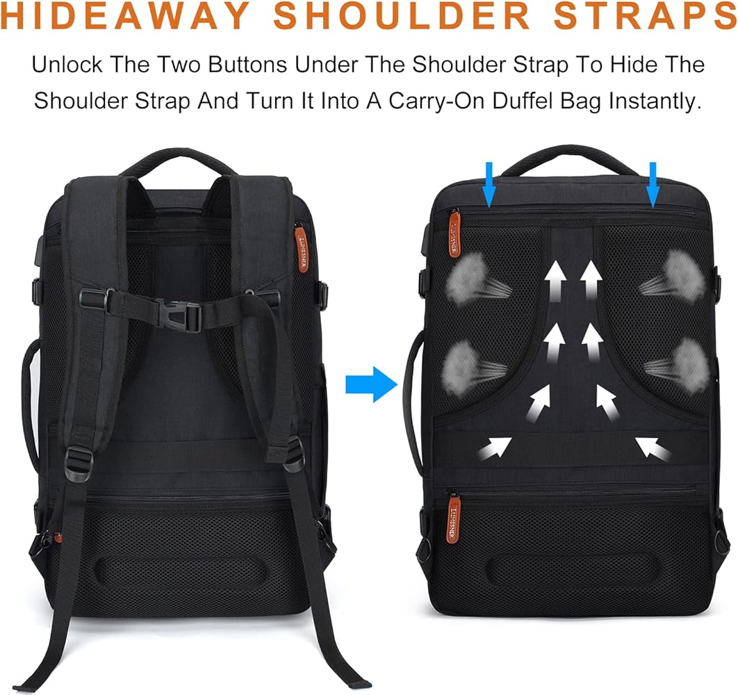 40L Flight Approved Travel Backpack: Expandable Water-Resistant Weekender Bag
