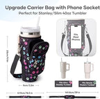 Insulated Water Bottle Sleeve for 30/40oz Cups with Handle & Multi-Pocket Design, Durable Tumbler Cover for Hiking, Travel, Picnic Accessories, Outdoor Gear for Men Women