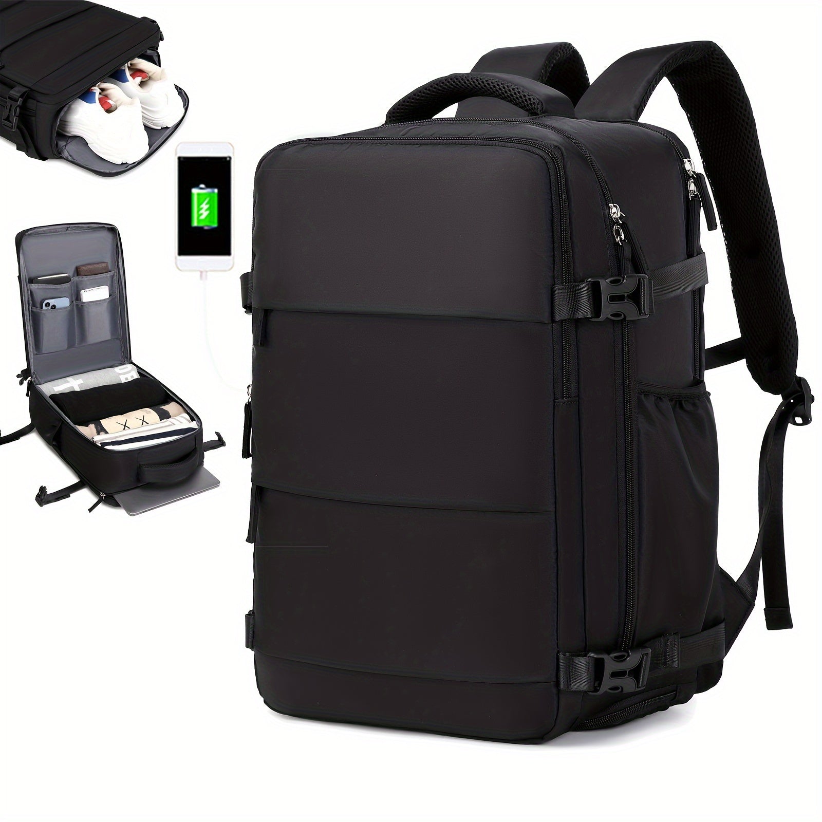 Women's Travel Backpack, Airline Approved Laptop Bag for Men & Women, College Computer Bag, , Casual Backpack with Shoe Compartement