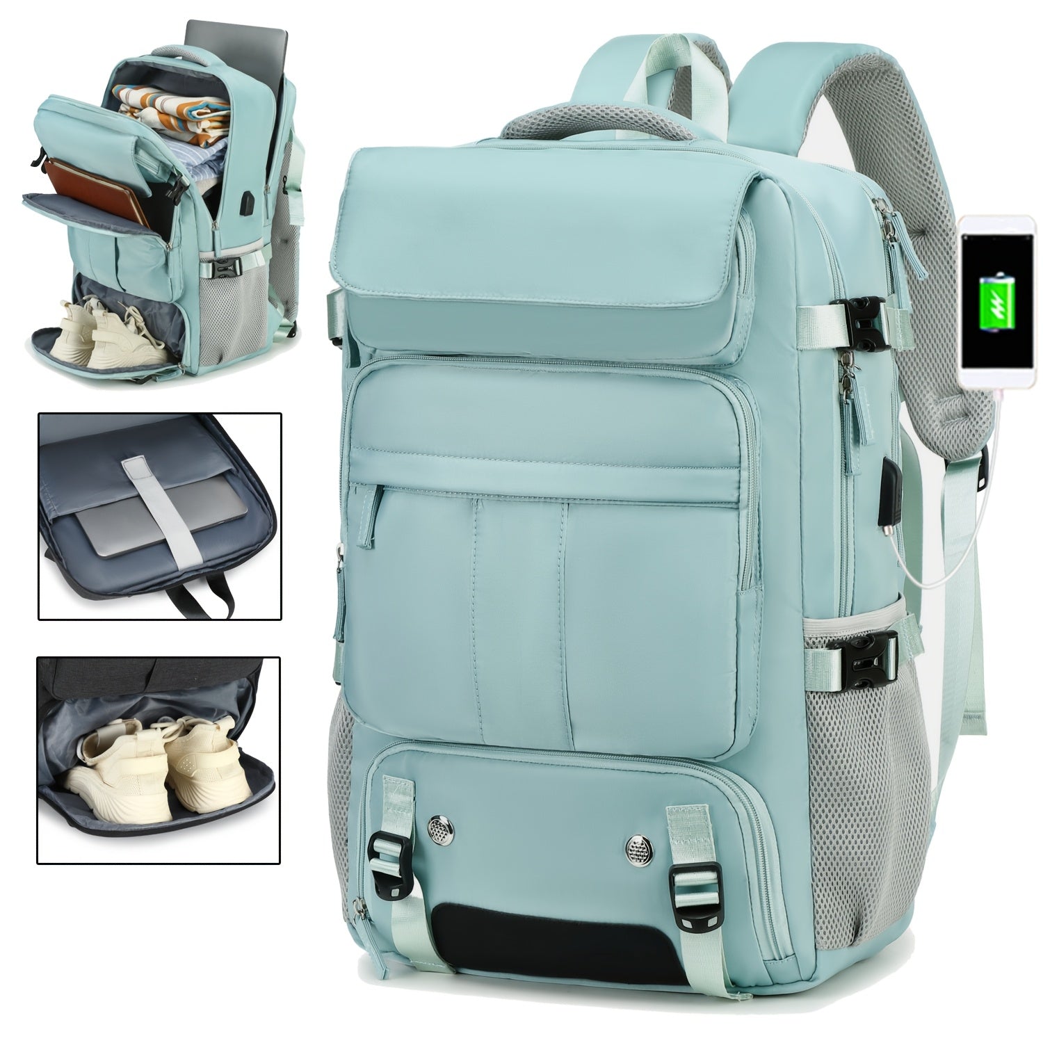 Travel Backpack for Women Men Carry On Backpack fits 16” Laptop Waterproof Convertible Backpack with Shoe Compartment