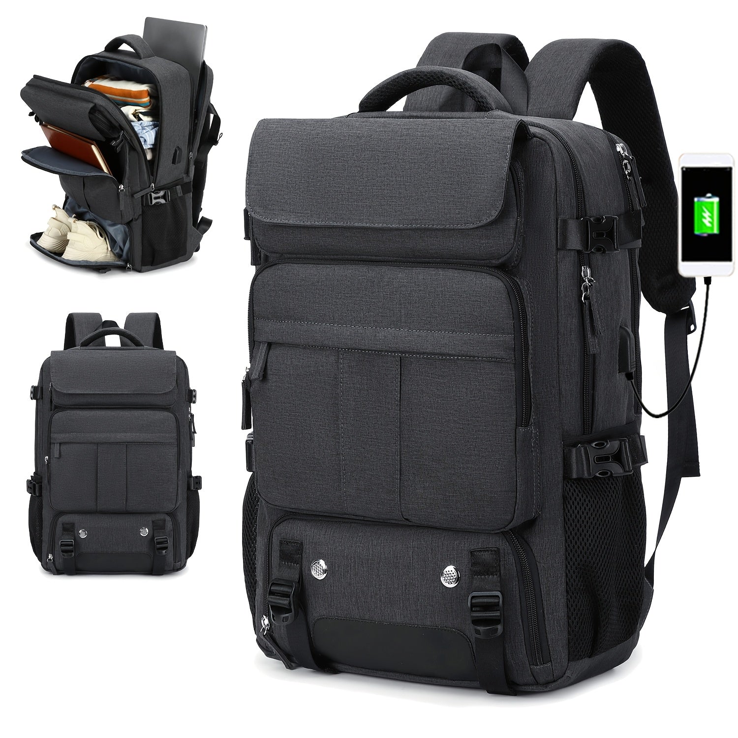 Travel Backpack for Women Men Carry On Backpack fits 16” Laptop Waterproof Convertible Backpack with Shoe Compartment