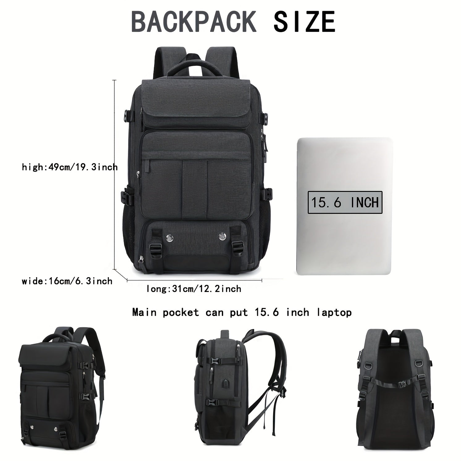 Travel Backpack for Women Men Carry On Backpack fits 16” Laptop Waterproof Convertible Backpack with Shoe Compartment