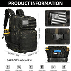 Military 45L Tactical Assault Backpack 3 day assault pack with Molle Waterproof backpack Camouflage