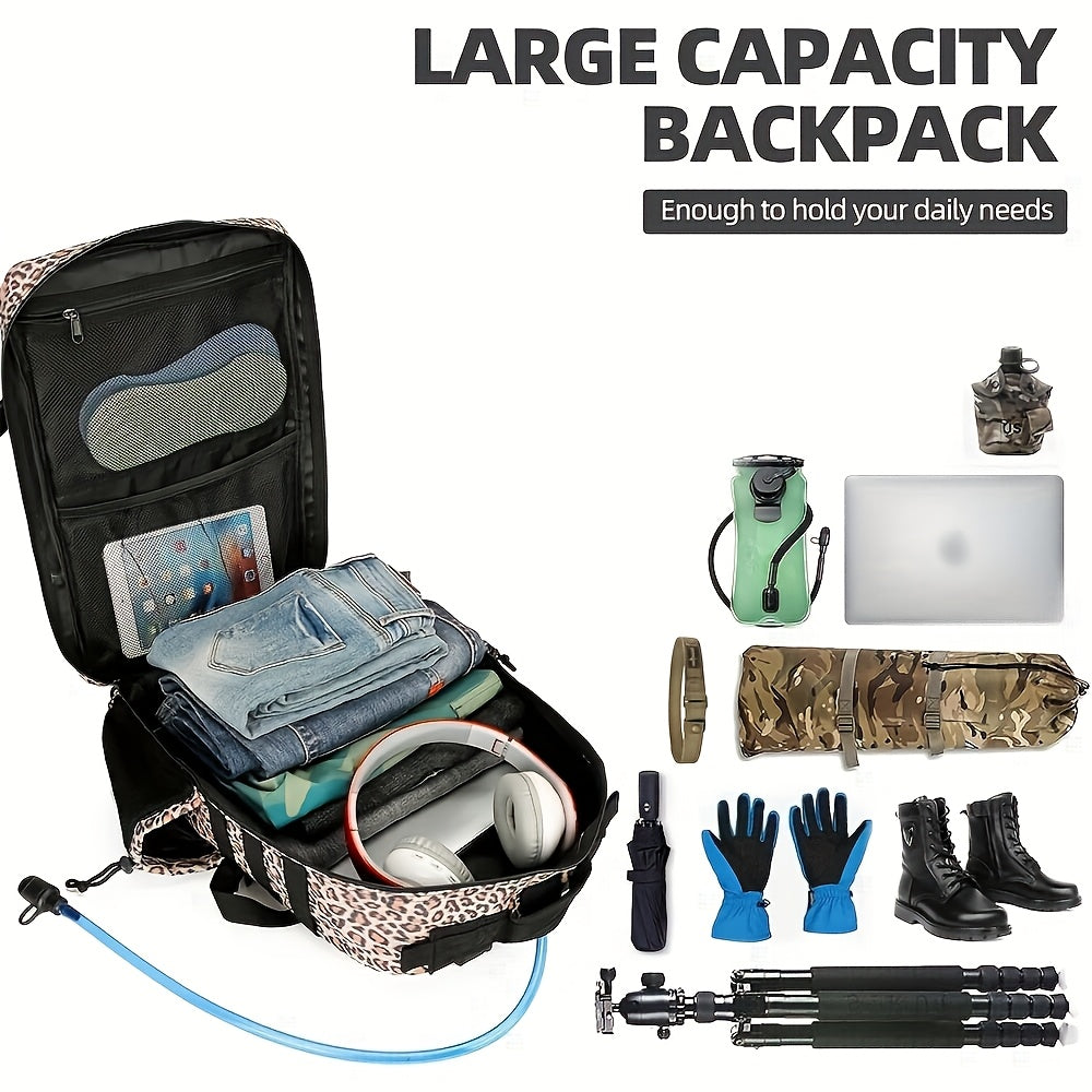Military 45L Tactical Assault Backpack 3 day assault pack with Molle Waterproof backpack Leopard