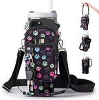 Insulated Water Bottle Sleeve for 30/40oz Cups with Handle & Multi-Pocket Design, Durable Tumbler Cover for Hiking, Travel, Picnic Accessories, Outdoor Gear for Men Women