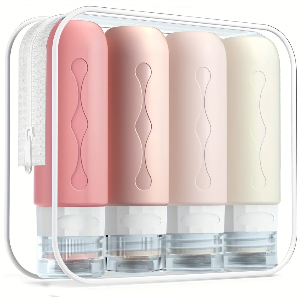 Silicone Travel Bottles - TSA-Approved Leakproof Containers - BPA-Free Fillable Liquid Travel Accessories, 3 oz, Round Unscented for Shampoo Lotion, Hand Wash, etc...
