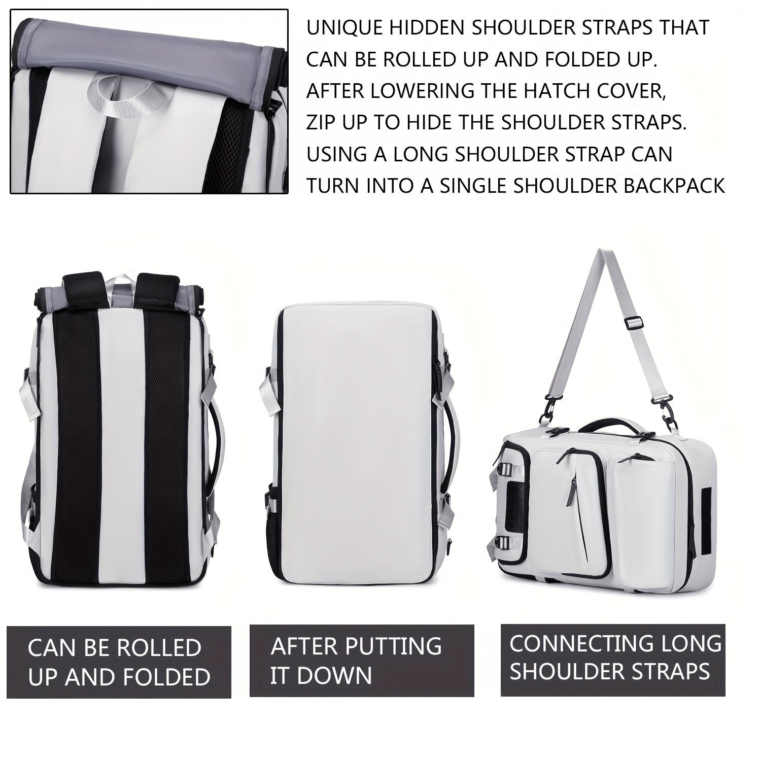 Travel Backpack for Women Men Carry On Backpack fits 16” Laptop Waterproof Convertible Backpack with Shoe Compartment (Grey)