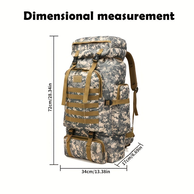 70L Hiking Backpack for Men, Waterproof Lightweight Camping Backpack, Military Rucksack with Molle, 3-Day Assault Pack for Travel, Climbing, Outdoor Sports