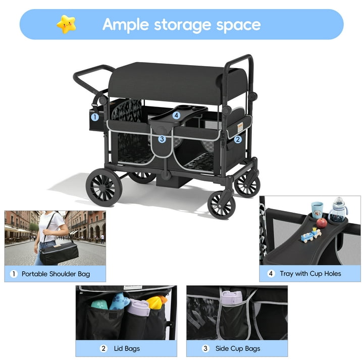 Osmika Foldable Wagon Stroller - All-Terrain Baby Stroller Wagon Outdoor (CP)