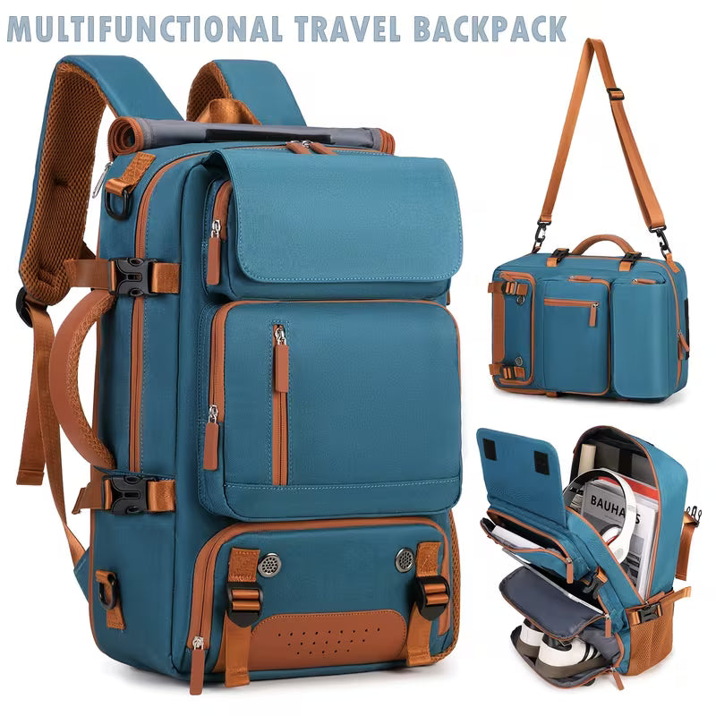 Travel Backpack for Women Men Carry On Backpack fits 16” Laptop Waterproof Convertible Backpack with Shoe Compartment (Grey)