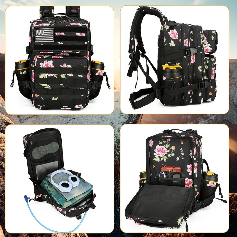 Military 45L Tactical Assault Backpack 3 day assault pack with Molle Waterproof backpack Peony