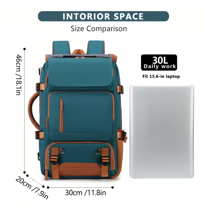 Travel Backpack for Women Men Carry On Backpack fits 16” Laptop Waterproof Convertible Backpack with Shoe Compartment (Grey)