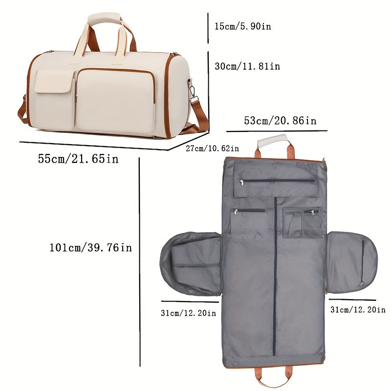 Convertible Travel Garment Bag, Overnight Bag Waterproof Carry-on Garment Duffel Bag for Men Women - 2 in1 Hanging Suitcase Suit Business Travel Bag