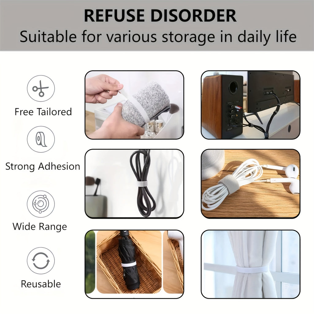 4 Rolls Self-Adhesive Hook and Loop Tape Heavy Duty Sticky Back Tape Fastener - Double Roll with Adhesive Backing - Cut to Size Strips