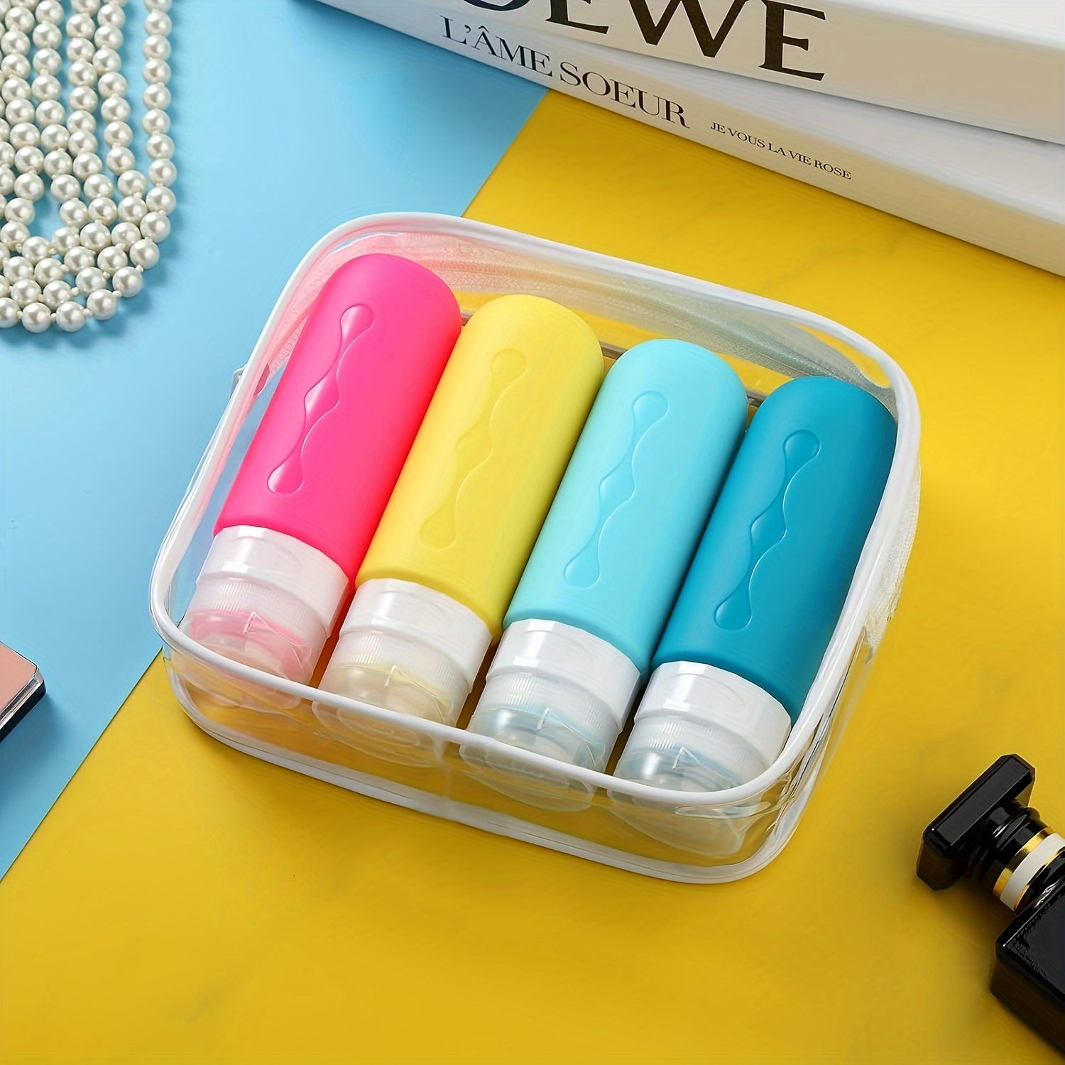 Silicone Travel Bottles - TSA-Approved Leakproof Containers - BPA-Free Fillable Liquid Travel Accessories, 3 oz, Round Unscented for Shampoo Lotion, Hand Wash, etc...