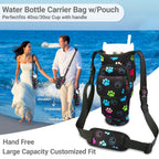 Insulated Water Bottle Sleeve for 30/40oz Cups with Handle & Multi-Pocket Design, Durable Tumbler Cover for Hiking, Travel, Picnic Accessories, Outdoor Gear for Men Women