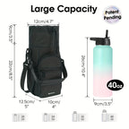 Water Bottle Carrier Bag with Phone Pocket for Stanley Cup 40/30oz,Insulated Neoprene Water Bottle Holder Cross-body Carrier Bag with Adjustable Shoulder & Handheld Strap