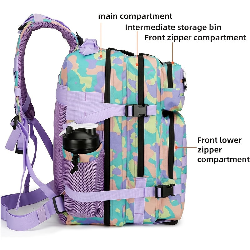 Military 45L Tactical Assault Backpack 3 day assault pack with Molle Waterproof backpack Dream Light Violet