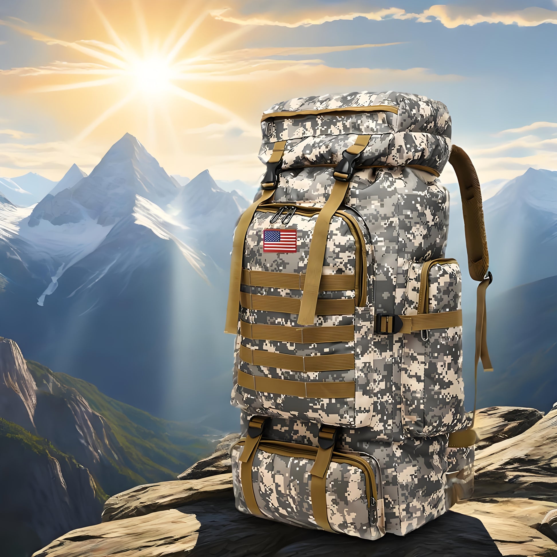70L Hiking Backpack for Men, Waterproof Lightweight Camping Backpack, Military Rucksack with Molle, 3-Day Assault Pack for Travel, Climbing, Outdoor Sports