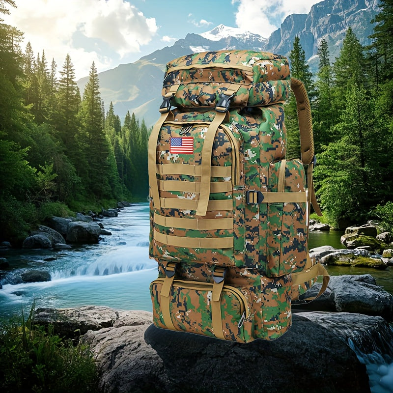 70L Hiking Backpack for Men, Waterproof Lightweight Camping Backpack, Military Rucksack with Molle, 3-Day Assault Pack for Travel, Climbing, Outdoor Sports