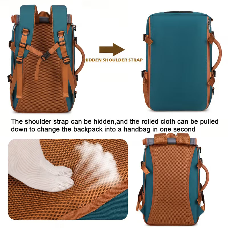 Travel Backpack for Women Men Carry On Backpack fits 16” Laptop Waterproof Convertible Backpack with Shoe Compartment (Grey)