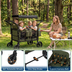 Osmika wagon stroller one-step rear brake and steel frame detail
