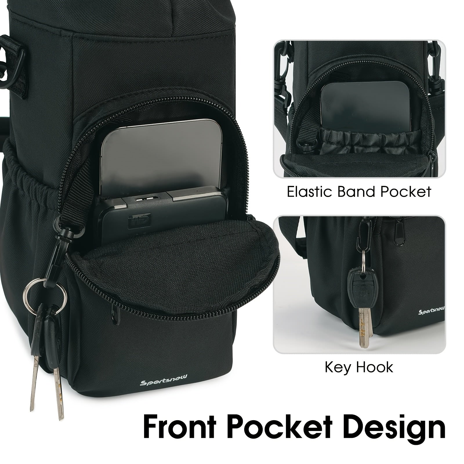 Water Bottle Carrier Bag with Phone Pocket for Stanley Cup 40/30oz,Insulated Neoprene Water Bottle Holder Cross-body Carrier Bag with Adjustable Shoulder & Handheld Strap