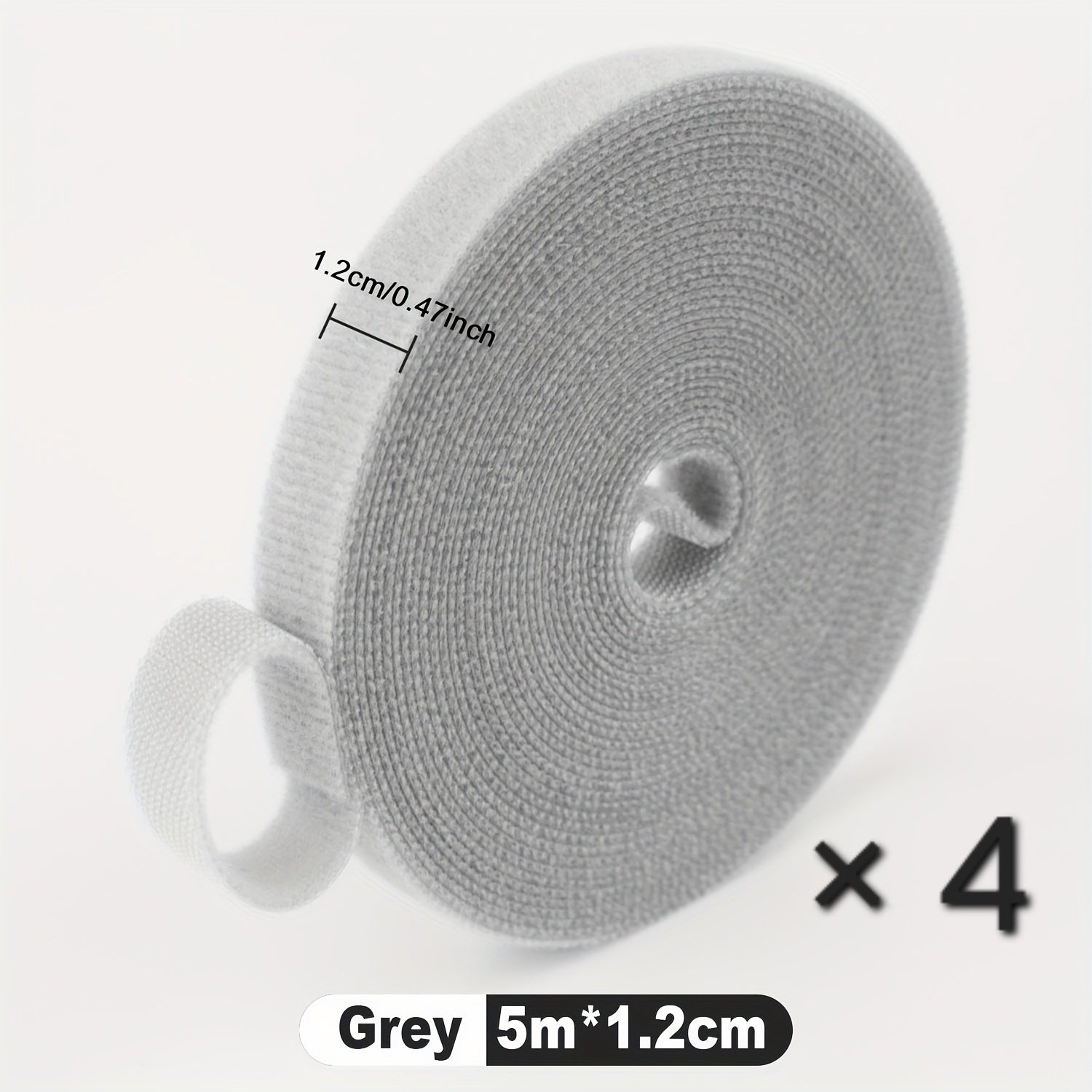 4 Rolls Self-Adhesive Hook and Loop Tape Heavy Duty Sticky Back Tape Fastener - Double Roll with Adhesive Backing - Cut to Size Strips