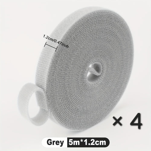 4 Rolls Self-Adhesive Hook and Loop Tape Heavy Duty Sticky Back Tape Fastener - Double Roll with Adhesive Backing - Cut to Size Strips