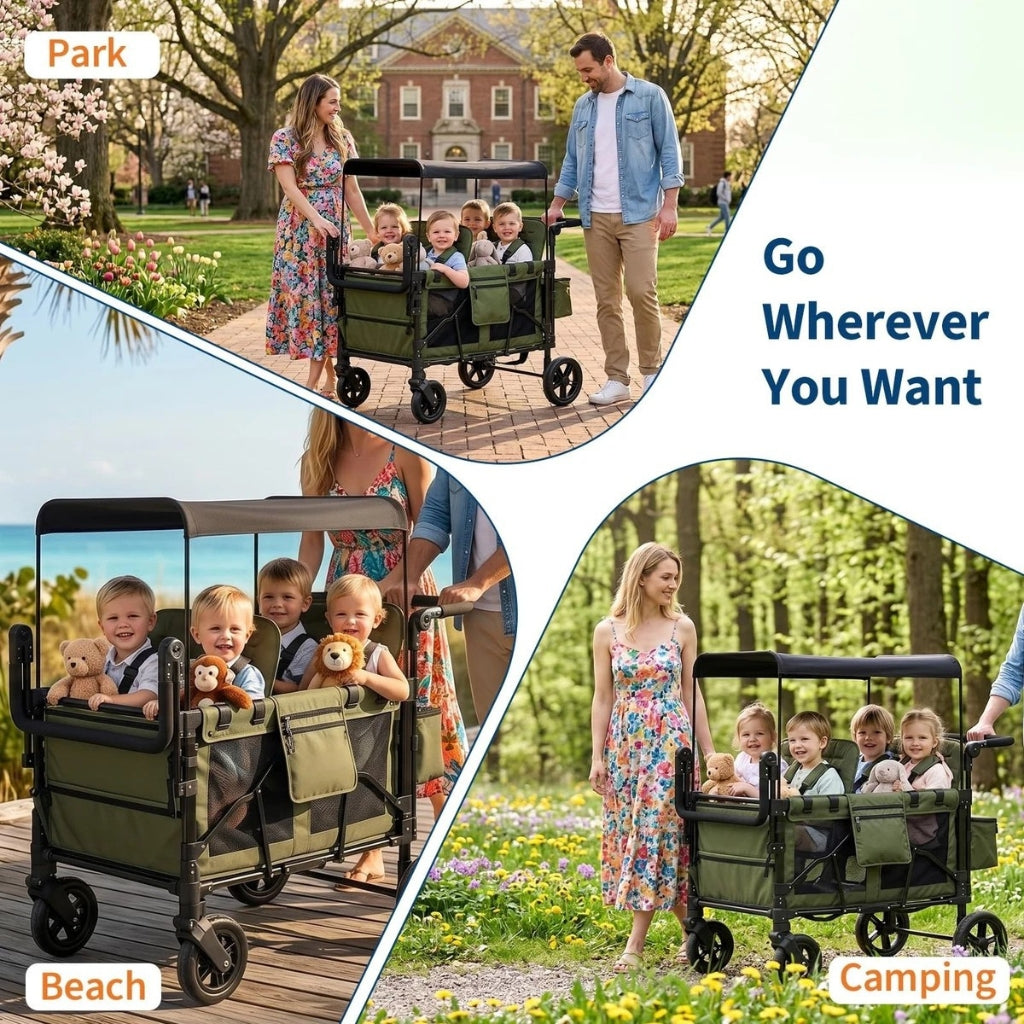 Go Wherever You Want — Park, Beach and Camping collage with the Osmika wagon