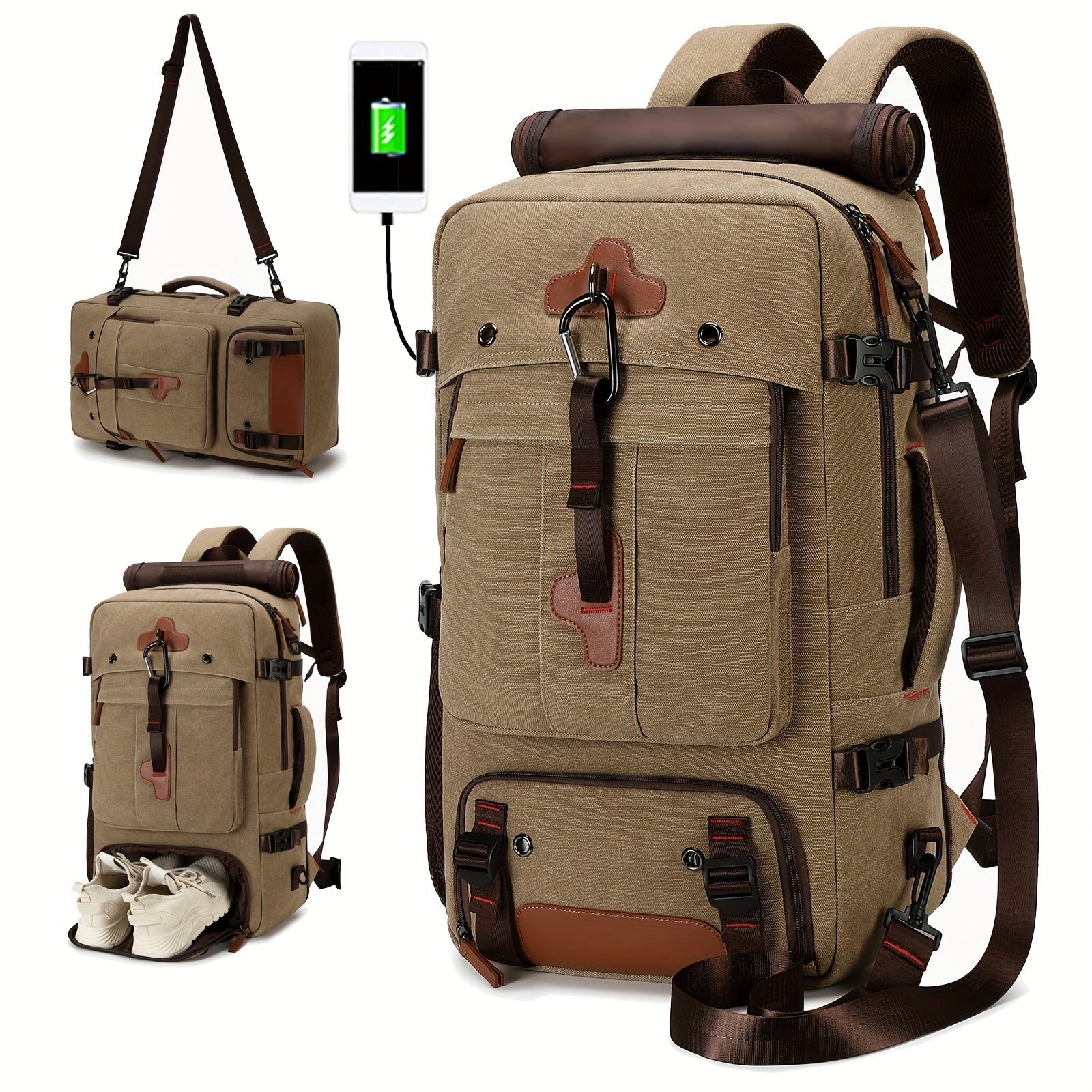 Travel Backpack for Women Men Carry On Backpack fits 18” Laptop Waterproof Convertible Backpack with Shoe Compartment
