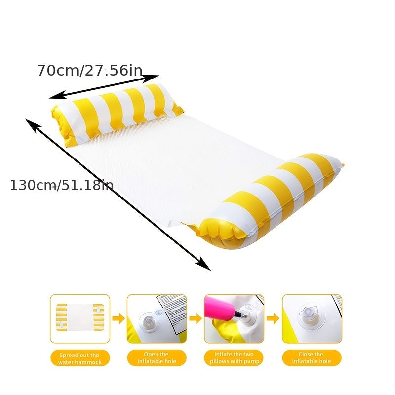 Inflatable Hammock Pool Floats For Adults - Heavy Duty 4-in-1 Multi-Purpose Design Converts To Lounge Chair/Saddle/Drifter/Floating Bed, Includes Fast Air Pump