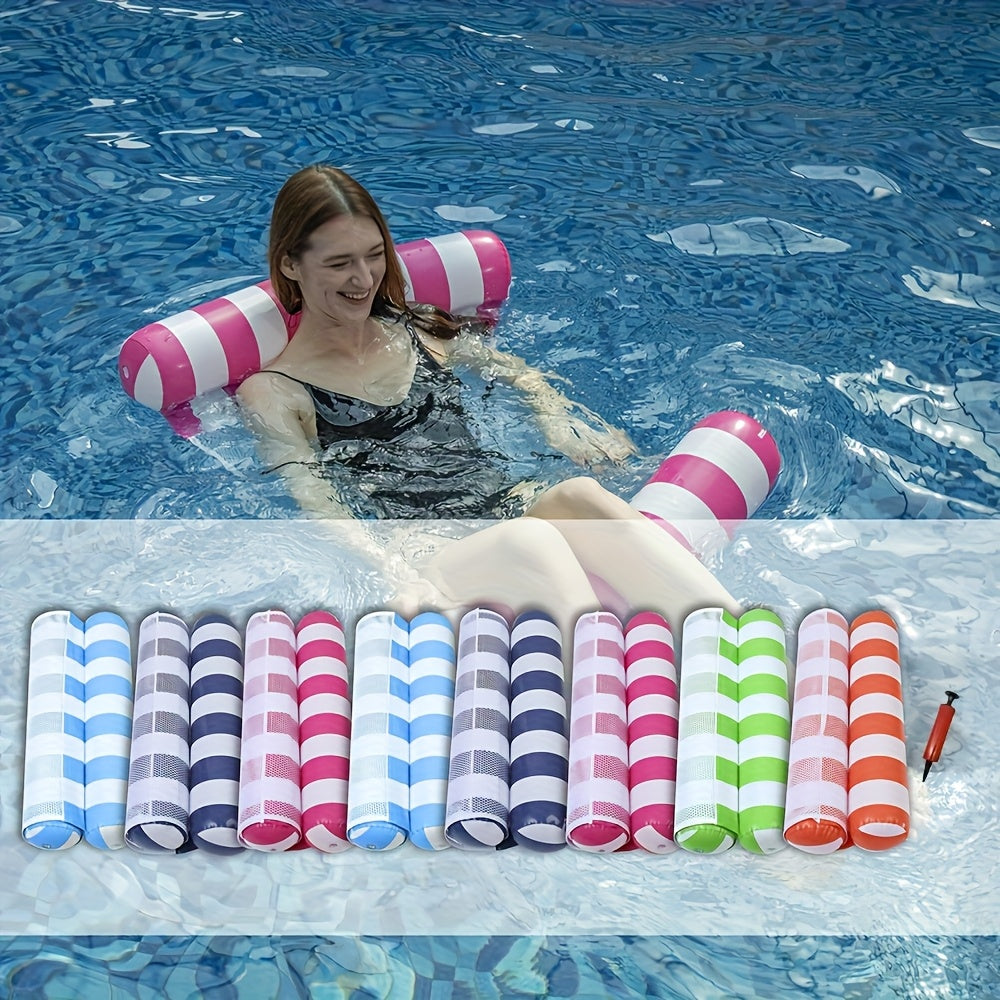 Inflatable Hammock Pool Floats For Adults - Heavy Duty 4-in-1 Multi-Purpose Design Converts To Lounge Chair/Saddle/Drifter/Floating Bed, Includes Fast Air Pump