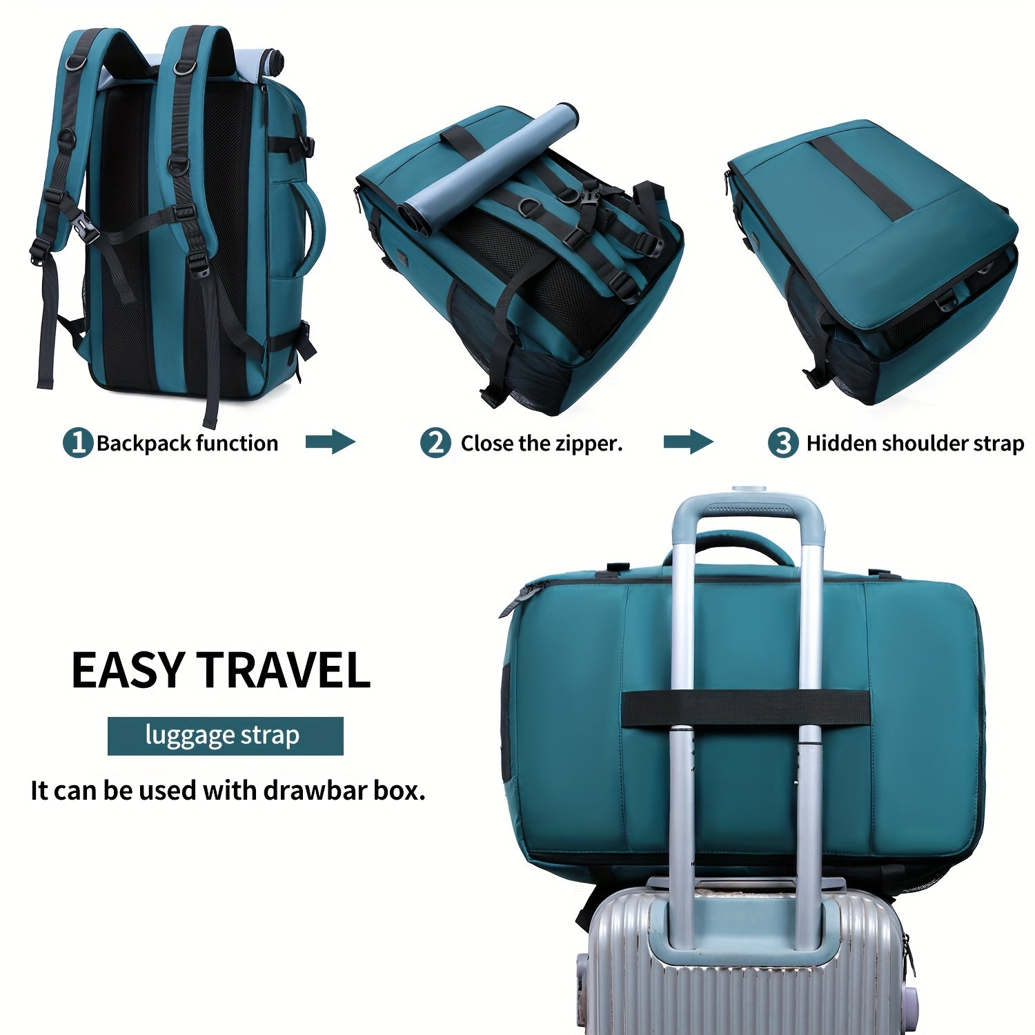 Lightweight Travel Backpack, Polyester Lining, Adjustable Straps, USB Charging, With Shoe Compartment, Zip Closure, Unisex Outdoor Camping Backpacks