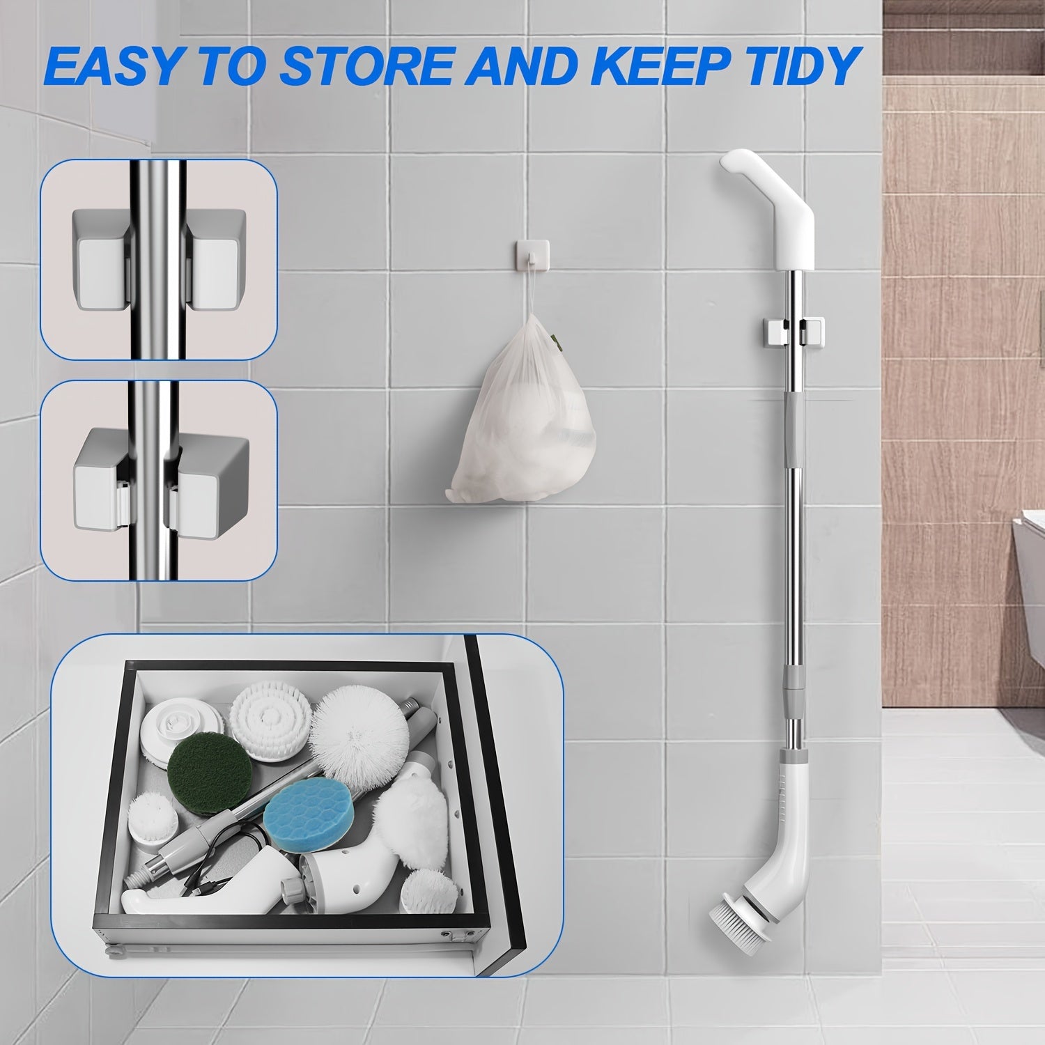 Electric Spin Scrubber, 2 Speeds, Cordless Power Spinning Cleaner Brush, Handheld Shower With 8 Replaceable Brush Heads+cleaner For Tile, Tub, Sink, Wall, Bathroom