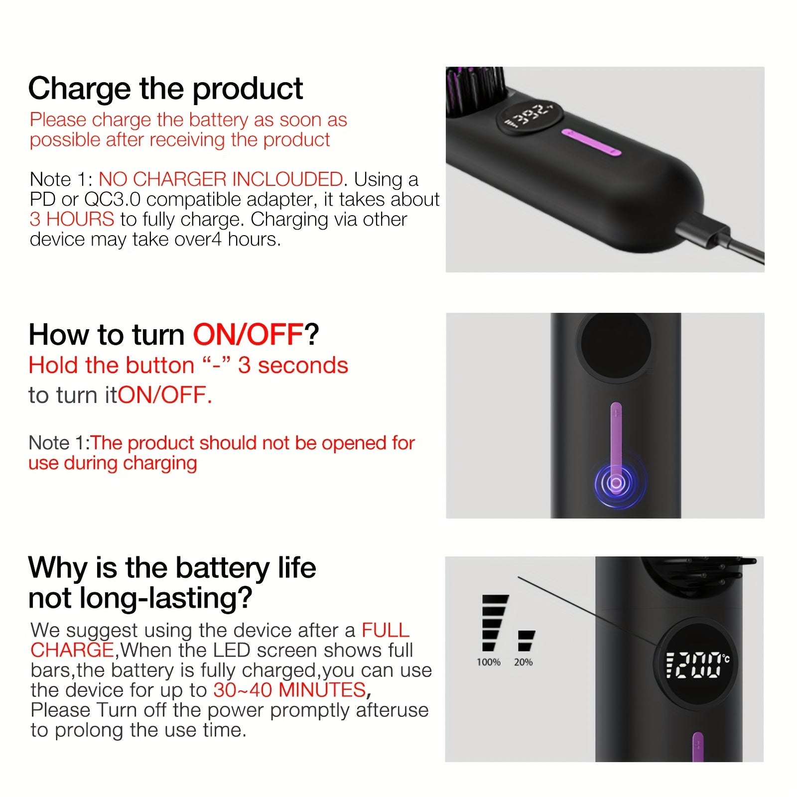 Cordless Hair Straightener for Travel,Mini Hair Straightener Comb with Negative Ion,Portable hot Brush Hair Straightener for Women, Rechargeable 9600mAh Battery, Anti-Scald,12 Temp-Setting