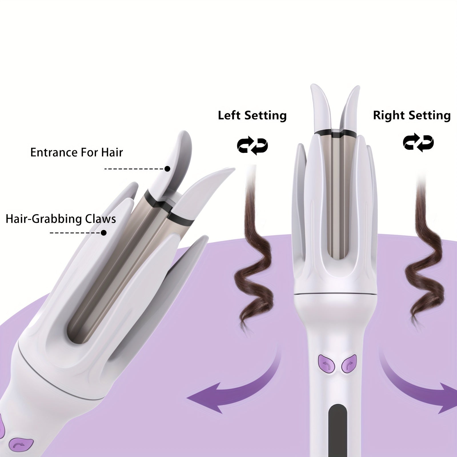 Auto Hair Curler with Rotation, 4 Heat Settings (300°-410°F) for All Hair Types, Automatic Curling Iron with Anti-Scald Shell & Dual Rotation for Beach Waves & Spiral Curls