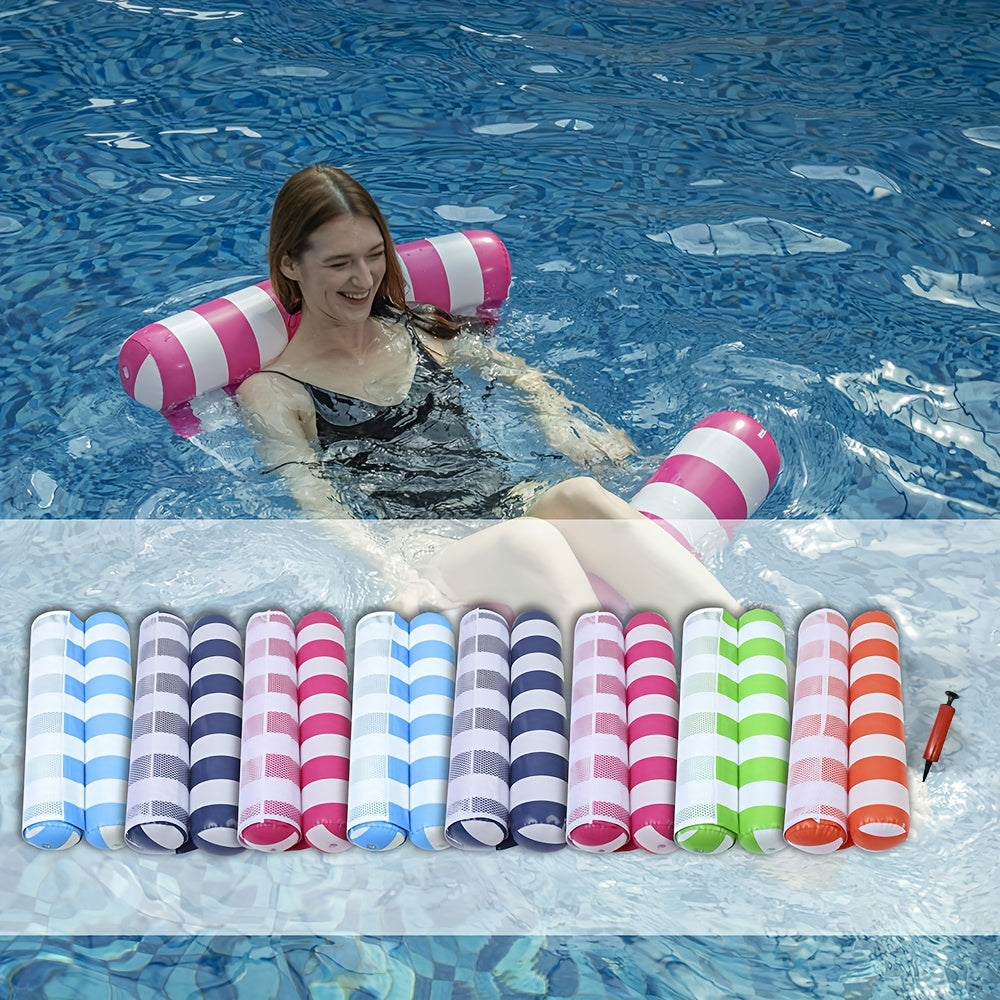 Inflatable Hammock Pool Floats For Adults - Heavy Duty 4-in-1 Multi-Purpose Design Converts To Lounge Chair/Saddle/Drifter/Floating Bed, Includes Fast Air Pump