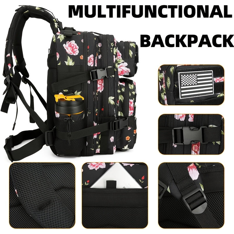Military 45L Tactical Assault Backpack 3 day assault pack with Molle Waterproof backpack Peony