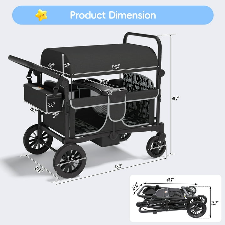 Osmika Foldable Wagon Stroller - All-Terrain Baby Stroller Wagon Outdoor (CP)