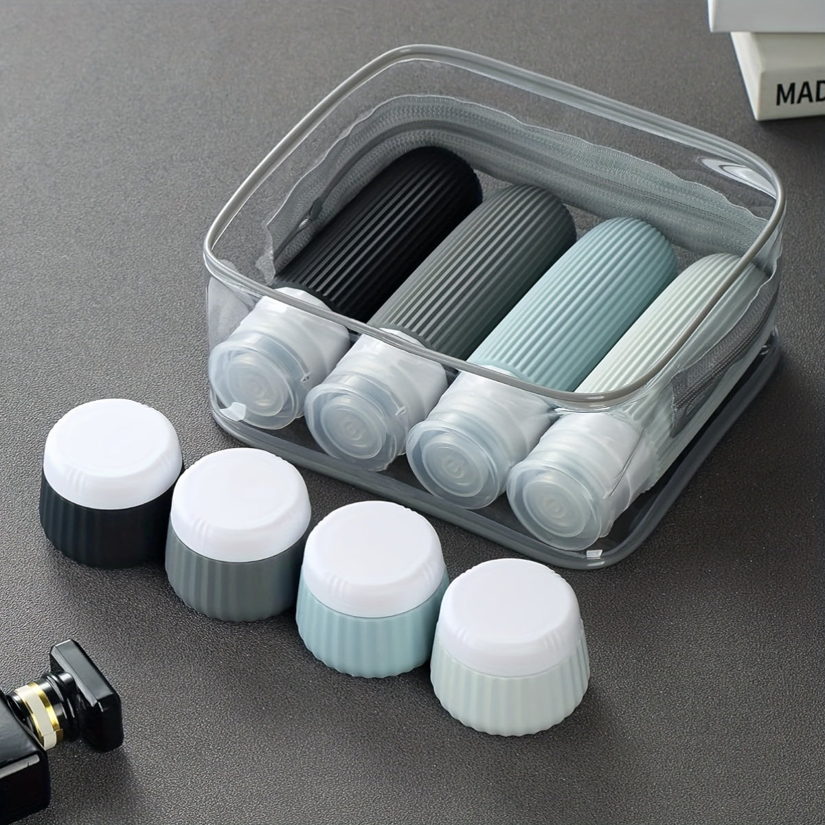 Travel Size Wash And Bath Products 3 Ounce, With Clear Bag, Leak-Proof Silicone Squeezable Travel Necessary accessories