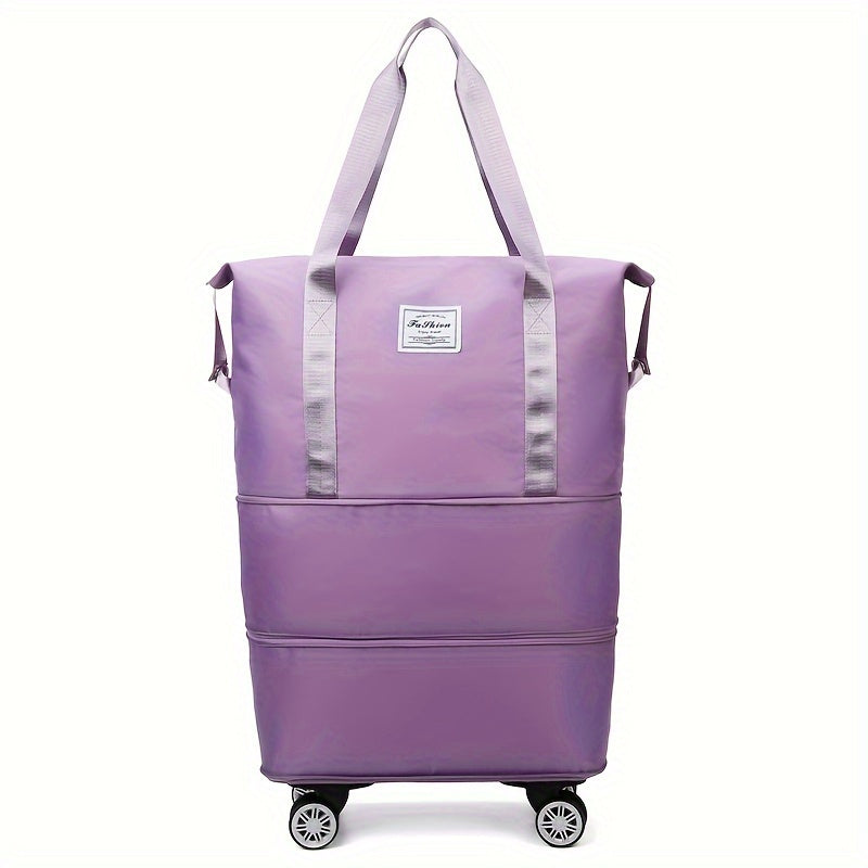 3-Layer Extra-Large Foldable Travel Bag with Wheels | Nylon Luggage for Daily Commute & Moving