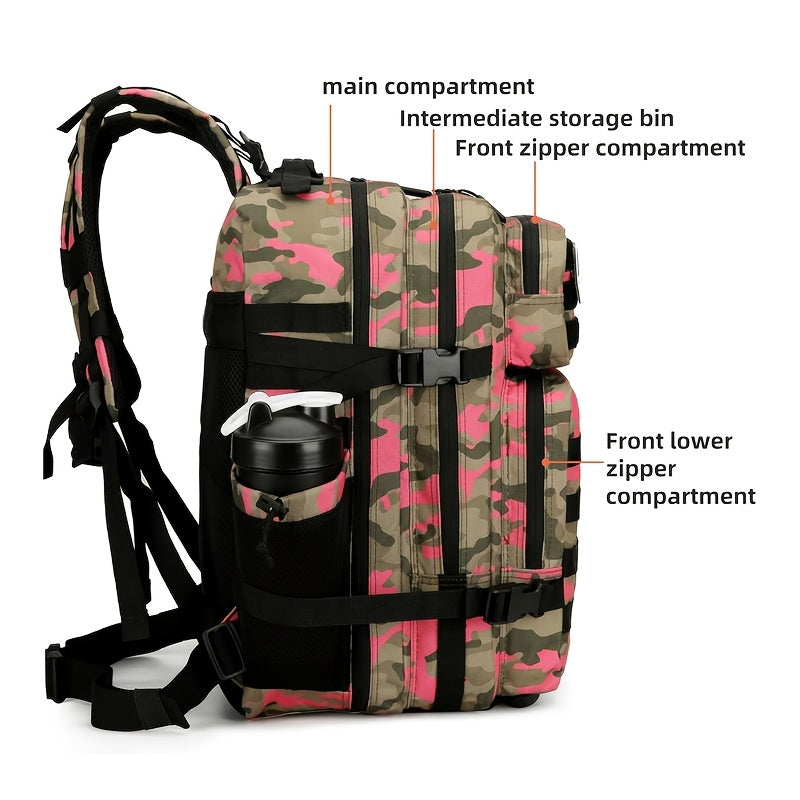 Military 45L Tactical Assault Backpack 3 day assault pack with Molle Waterproof backpack  Pink Camo