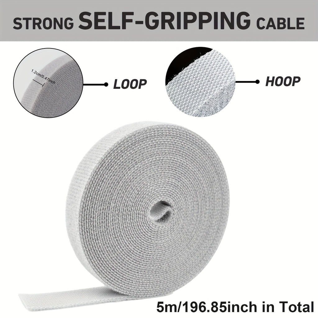 4 Rolls Self-Adhesive Hook and Loop Tape Heavy Duty Sticky Back Tape Fastener - Double Roll with Adhesive Backing - Cut to Size Strips