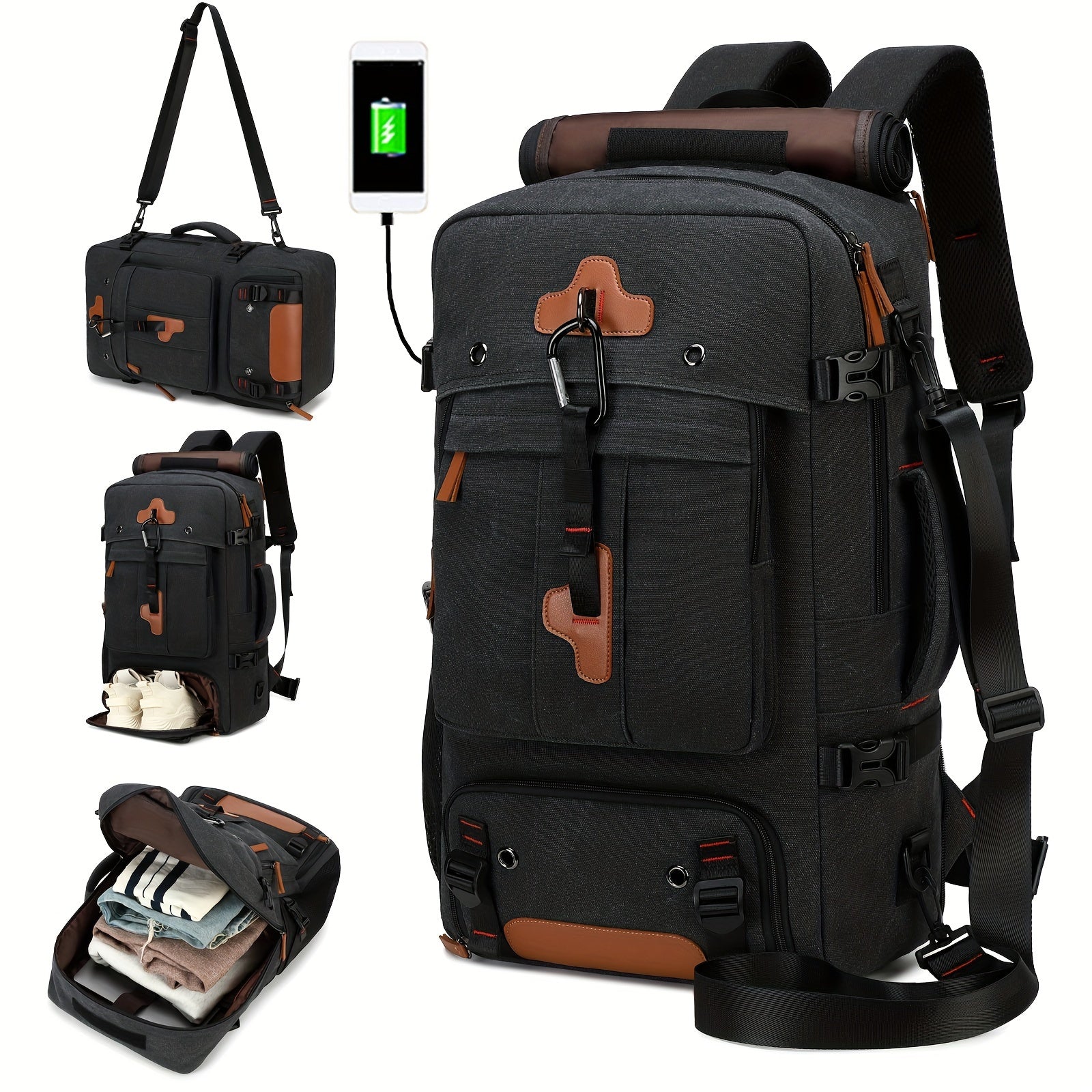 Travel Backpack for Women Men Carry On Backpack fits 18” Laptop Waterproof Convertible Backpack with Shoe Compartment
