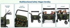 Multifunctional safety wagon stroller with various features and usage scenarios.